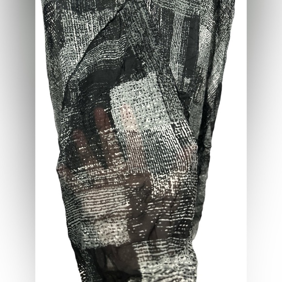 Comfy USA Crinkle Lagenlook Dress Size XS Semi Sheer Mesh Midi Black / Gray NWT - Picture 3 of 6